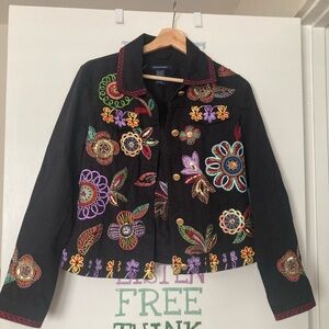 Boston Proper Jacket, floral embellishments